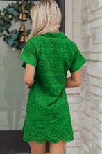 Load image into Gallery viewer, White Solid Color Eyelet Embroidered T Shirt Mini Dress