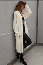 Load image into Gallery viewer, Waffle Knit Open Front Duster Cardigan With Pockets