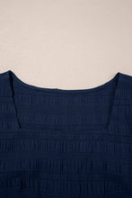Load image into Gallery viewer, Dirty Blue Textured Ruffle Top and Shirred High Waist Shorts Set