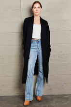 Load image into Gallery viewer, Waffle Knit Open Front Duster Cardigan With Pockets