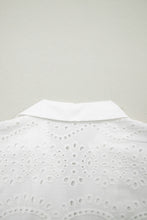 Load image into Gallery viewer, White Solid Color Eyelet Embroidered T Shirt Mini Dress