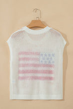 Load image into Gallery viewer, Sky Blue Flag Graphic Short Sleeve Sweater Top