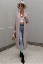 Load image into Gallery viewer, Waffle Knit Open Front Duster Cardigan With Pockets
