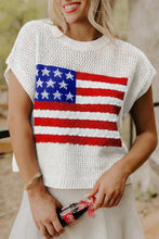 Load image into Gallery viewer, Sky Blue Flag Graphic Short Sleeve Sweater Top