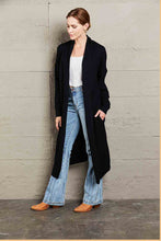 Load image into Gallery viewer, Waffle Knit Open Front Duster Cardigan With Pockets