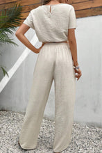 Load image into Gallery viewer, Round Neck Short Sleeve Top and Pants Set