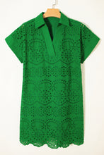 Load image into Gallery viewer, White Solid Color Eyelet Embroidered T Shirt Mini Dress