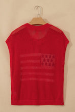 Load image into Gallery viewer, Sky Blue Flag Graphic Short Sleeve Sweater Top