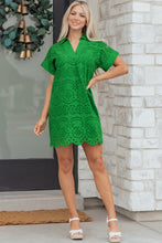 Load image into Gallery viewer, White Solid Color Eyelet Embroidered T Shirt Mini Dress