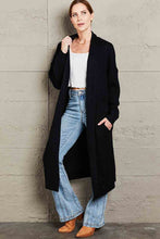 Load image into Gallery viewer, Waffle Knit Open Front Duster Cardigan With Pockets