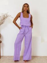 Load image into Gallery viewer, Square Neck Sleeveless Top and Pants Set