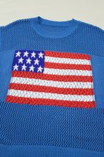 Load image into Gallery viewer, Sky Blue Flag Graphic Short Sleeve Sweater Top