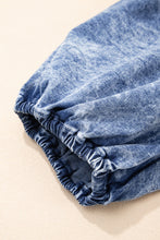 Load image into Gallery viewer, Blue Frill Square Neck Puff Sleeve Backless Denim Dress