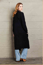 Load image into Gallery viewer, Waffle Knit Open Front Duster Cardigan With Pockets