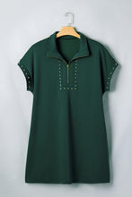 Load image into Gallery viewer, Evergreen Plus Size Glow Studded Zip up T Shirt Dress with Pockets