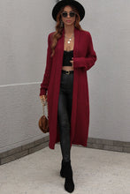 Load image into Gallery viewer, Waffle Knit Open Front Duster Cardigan With Pockets