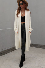 Load image into Gallery viewer, Waffle Knit Open Front Duster Cardigan With Pockets