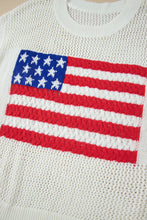 Load image into Gallery viewer, Sky Blue Flag Graphic Short Sleeve Sweater Top