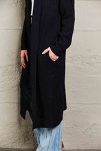 Load image into Gallery viewer, Waffle Knit Open Front Duster Cardigan With Pockets