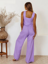 Load image into Gallery viewer, Square Neck Sleeveless Top and Pants Set