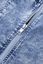 Load image into Gallery viewer, Blue Frill Square Neck Puff Sleeve Backless Denim Dress