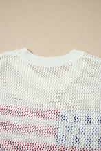 Load image into Gallery viewer, Sky Blue Flag Graphic Short Sleeve Sweater Top