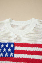 Load image into Gallery viewer, Sky Blue Flag Graphic Short Sleeve Sweater Top