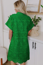 Load image into Gallery viewer, White Solid Color Eyelet Embroidered T Shirt Mini Dress
