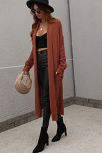 Load image into Gallery viewer, Waffle Knit Open Front Duster Cardigan With Pockets