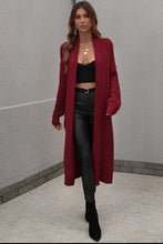 Load image into Gallery viewer, Waffle Knit Open Front Duster Cardigan With Pockets