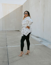 Load image into Gallery viewer, wool plaid jacket - white with black plaid lines - Glitz Chica Boutique