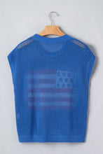 Load image into Gallery viewer, Sky Blue Flag Graphic Short Sleeve Sweater Top

