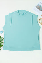Load image into Gallery viewer, Mint Green Plus Size High Neck Cap Sleeve Top
