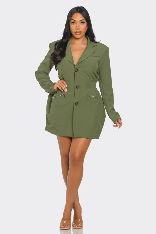 army green blazer dress 4th & Reckless belted blazer dress in olive green