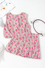 Load image into Gallery viewer, Pink Boho Floral Print Cropped Top Mini Skirt Set
