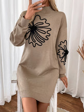 Load image into Gallery viewer, Perfee Flower Mock Neck Long Sleeve Sweater Dress
