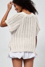 Load image into Gallery viewer, Apricot Plus Size Open Knit Bow Tie Short Sleeve Sweater
