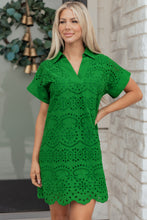 Load image into Gallery viewer, White Solid Color Eyelet Embroidered T Shirt Mini Dress
