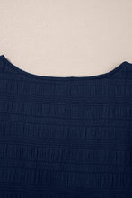 Load image into Gallery viewer, Dirty Blue Textured Ruffle Top and Shirred High Waist Shorts Set
