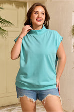 Load image into Gallery viewer, Mint Green Plus Size High Neck Cap Sleeve Top
