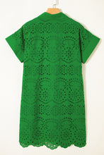 Load image into Gallery viewer, White Solid Color Eyelet Embroidered T Shirt Mini Dress
