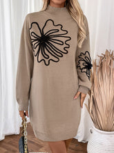 Load image into Gallery viewer, Perfee Flower Mock Neck Long Sleeve Sweater Dress
