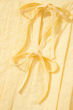 Load image into Gallery viewer, Yellow Cream Bow Tie Notched Neck Pleated Sleeveless Top
