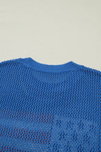 Load image into Gallery viewer, Sky Blue Flag Graphic Short Sleeve Sweater Top
