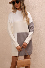 Load image into Gallery viewer, Color Block Mock Neck Dropped Shoulder Sweater Dress
