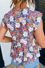Load image into Gallery viewer, Rose Floral Bow Front Sleeveless Peplum Shirt
