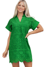Load image into Gallery viewer, White Solid Color Eyelet Embroidered T Shirt Mini Dress
