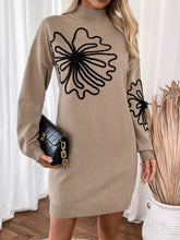 Load image into Gallery viewer, Perfee Flower Mock Neck Long Sleeve Sweater Dress
