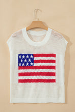 Load image into Gallery viewer, Sky Blue Flag Graphic Short Sleeve Sweater Top
