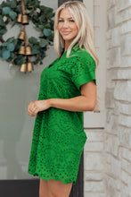 Load image into Gallery viewer, White Solid Color Eyelet Embroidered T Shirt Mini Dress
